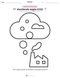 Strona do kolorowania dwutlenek węgla (CO2) dla dzieci