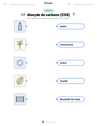Feuille de travail imprimable dioxyde de carbone (CO2) pour les enfants