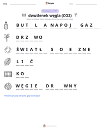 Podgląd drukowalnego arkusza ćwiczeń dwutlenek węgla (CO2)