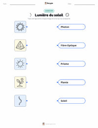 Feuille de travail imprimable Lumière pour les enfants