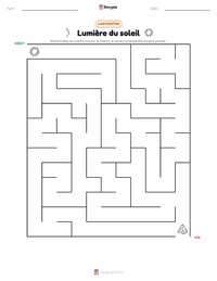 Aperçu de la feuille de travail imprimable Lumière