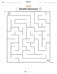 Podgląd drukowalnego arkusza ćwiczeń Światło