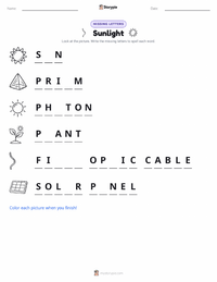 Sunlight printable worksheet preview