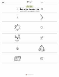 Podgląd drukowalnego arkusza ćwiczeń Światło