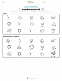Aperçu de la feuille de travail imprimable Lumière