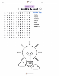 Aperçu de la feuille de travail imprimable Lumière