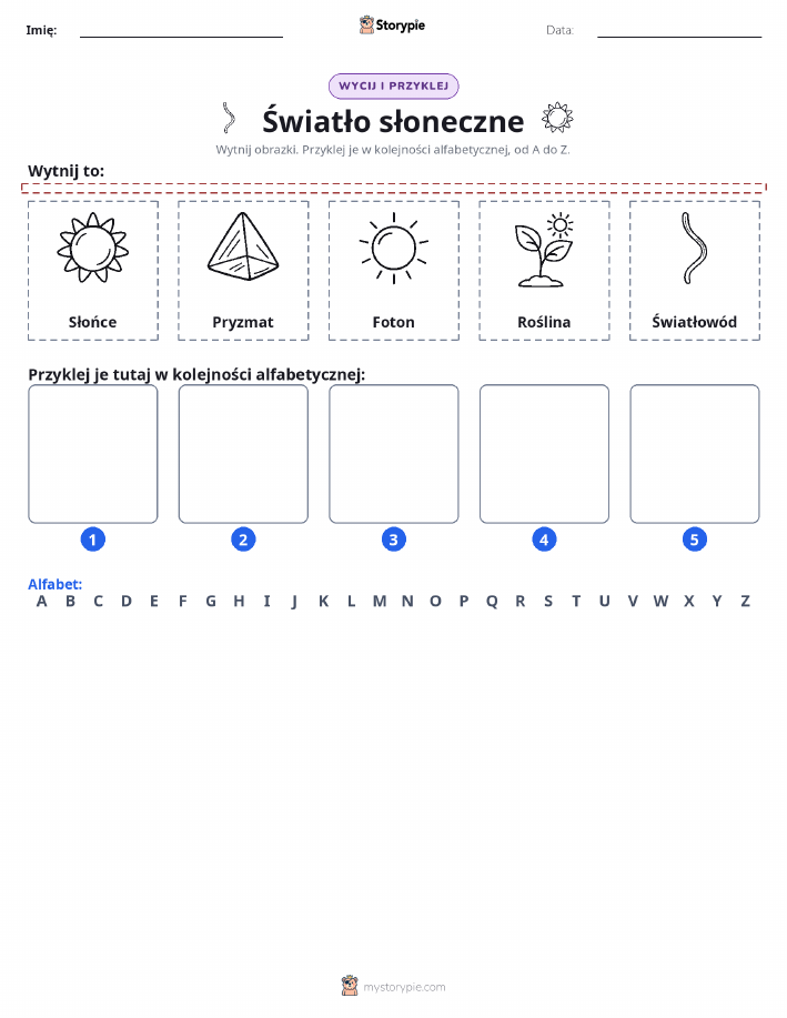 Wytnij i Wklej Alfabet