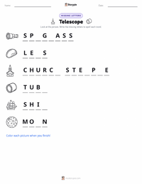 Telescope printable worksheet preview