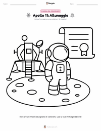 Pagina da colorare di Allunaggio per bambini