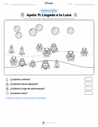 Vista previa de la hoja de trabajo imprimible de Alunizaje