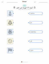 ورقة عمل قابلة للطباعة الهبوط على سطح القمر للأطفال