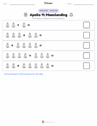 Maanlanding afdrukbare werkblad voorbeeld