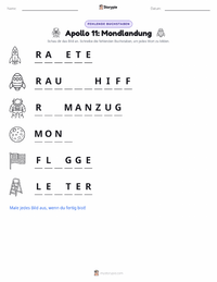 Mondlandung druckbare Arbeitsblatt Vorschau