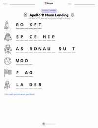 Apollo 11 Moon Landing printable worksheet preview