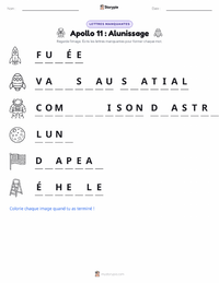 Aperçu de la feuille de travail imprimable Alunissage