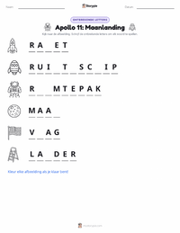 Maanlanding afdrukbare werkblad voorbeeld