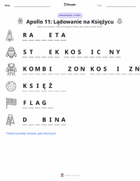 Podgląd drukowalnego arkusza ćwiczeń Lądowanie na Księżycu