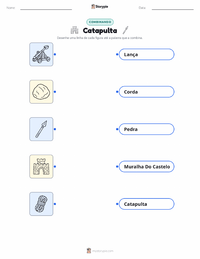 Folha de atividades imprimível Catapulta para crianças