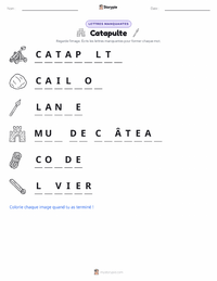 Aperçu de la feuille de travail imprimable Catapulte