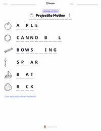 Projectile Motion printable worksheet preview