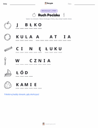 Podgląd drukowalnego arkusza ćwiczeń Ruch