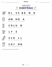 Ancient Greece printable worksheet preview