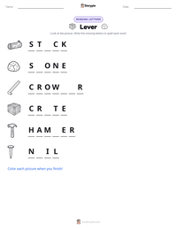 Lever printable worksheet preview