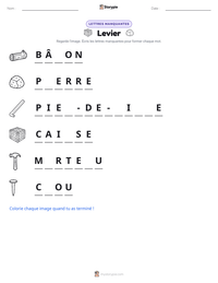 Aperçu de la feuille de travail imprimable Levier