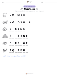 Aperçu de la feuille de travail imprimable Nabatéens