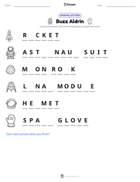 Buzz Aldrin printable worksheet preview
