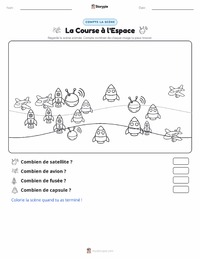 Aperçu de la feuille de travail imprimable Course à l'espace
