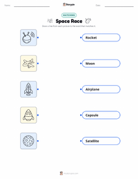 Space Race printable worksheet for kids