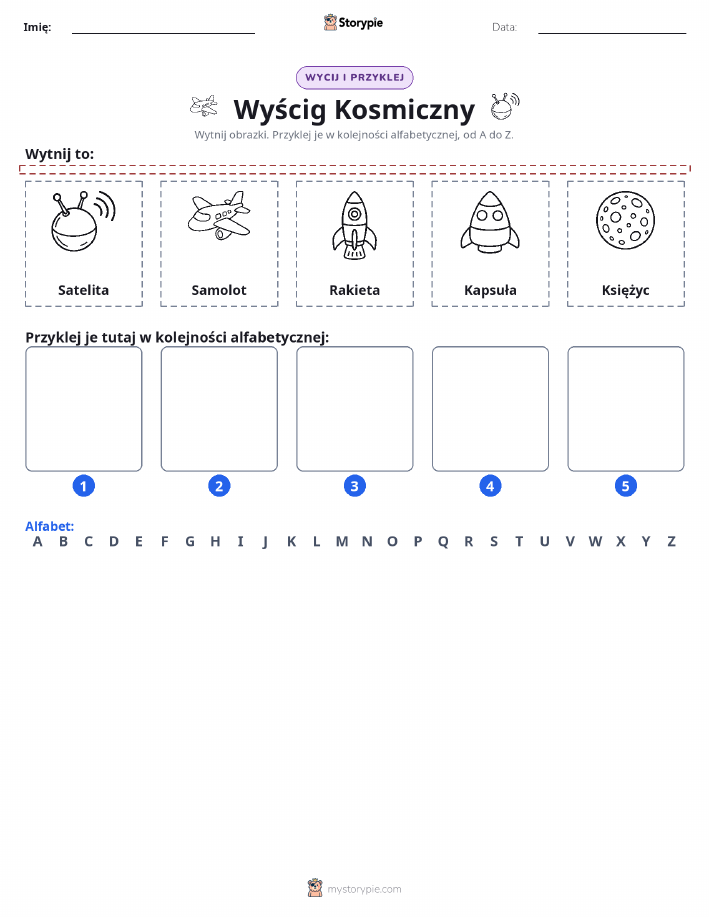 Wytnij i Wklej Alfabet