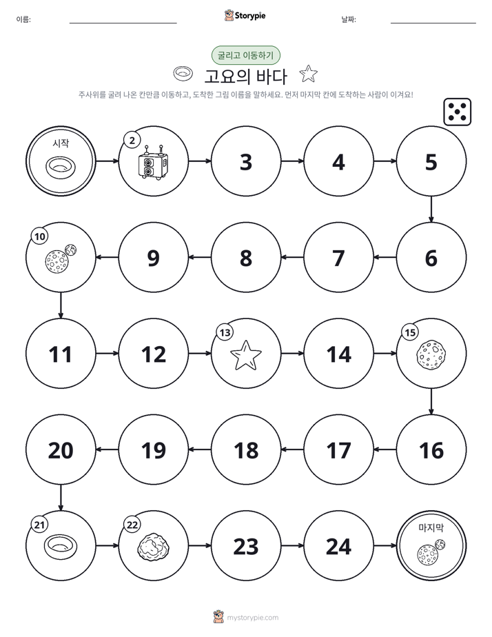 주사위 굴리고 이동하기 게임