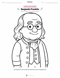 Página para colorear de Benjamin Franklin para niños