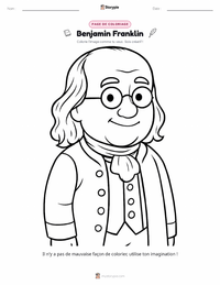 Page de coloriage Benjamin Franklin pour les enfants