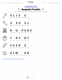 Benjamin Franklin afdrukbare werkblad voorbeeld