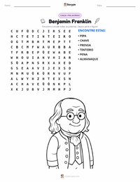 Prévia da folha de atividades imprimível Benjamin Franklin
