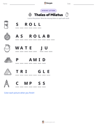Thales of Miletus printable worksheet preview