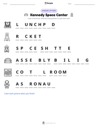 Kennedy Space Center printable worksheet preview