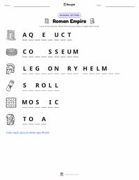 Roman Empire printable worksheet preview