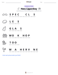 Hans Lippershey printable worksheet preview