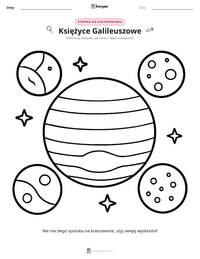 Podgląd drukowalnego arkusza ćwiczeń Księżyce Galileuszowe