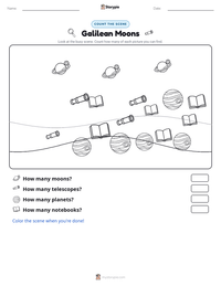 Galilean Moons printable worksheet preview