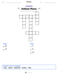 Galilean Moons printable worksheet preview