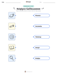 Podgląd drukowalnego arkusza ćwiczeń Księżyce Galileuszowe
