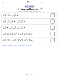 Aperçu de la feuille de travail imprimable Lunes galiléennes