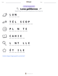 Aperçu de la feuille de travail imprimable Lunes galiléennes