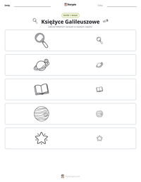Podgląd drukowalnego arkusza ćwiczeń Księżyce Galileuszowe