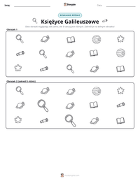 Podgląd drukowalnego arkusza ćwiczeń Księżyce Galileuszowe